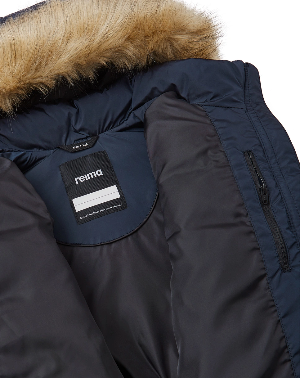 Wintermantel LUNTA mit Kunstfellbesatz in navy