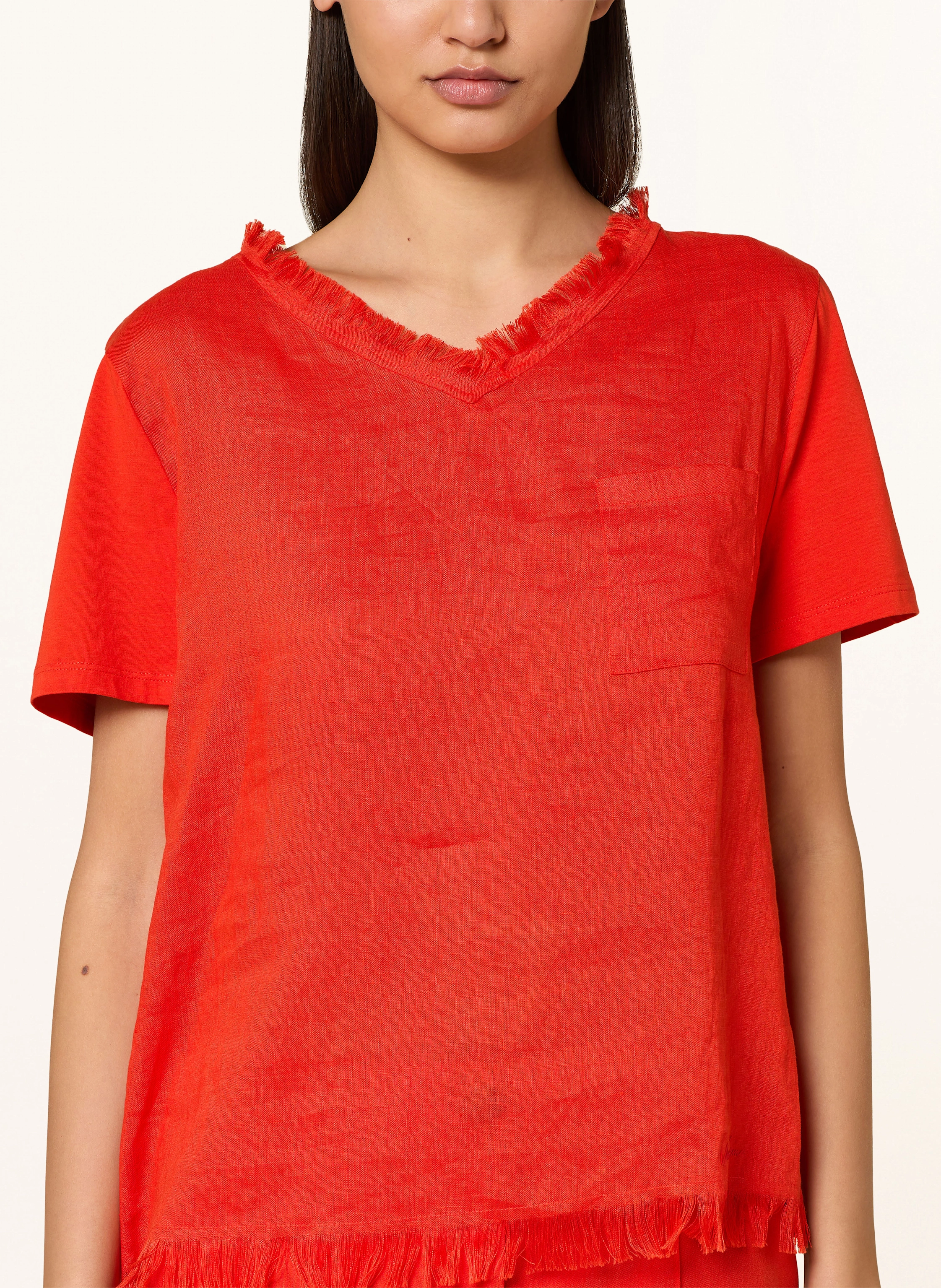 MARC CAIN Blusenshirt im Materialmix mit Leinen