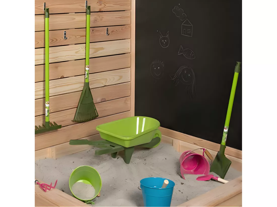 Râteau pour enfant en plastique - Vert - L 20 x H 70 cm