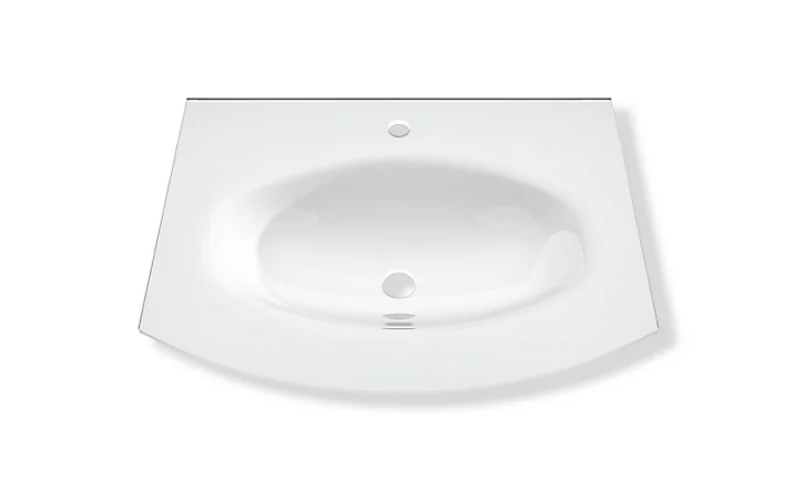 Meuble sous vasque à suspendre Vague décor chêne naturel 69 cm + plan vasque en verre blanc