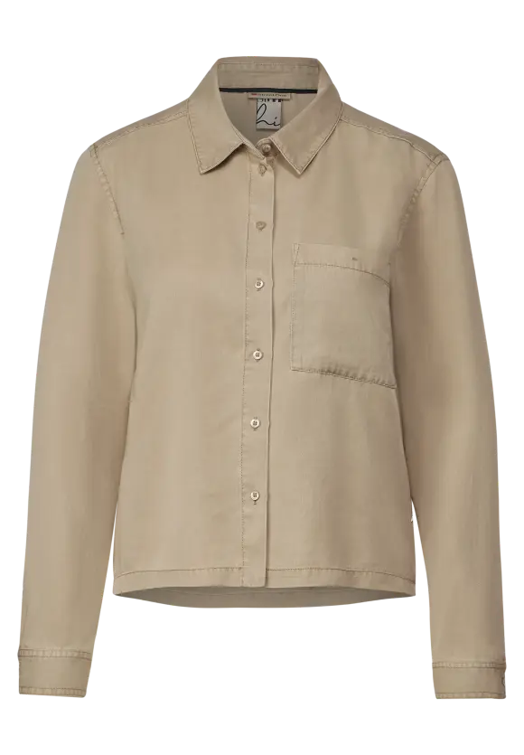 Hemdbluse in washed Look - cool ivory