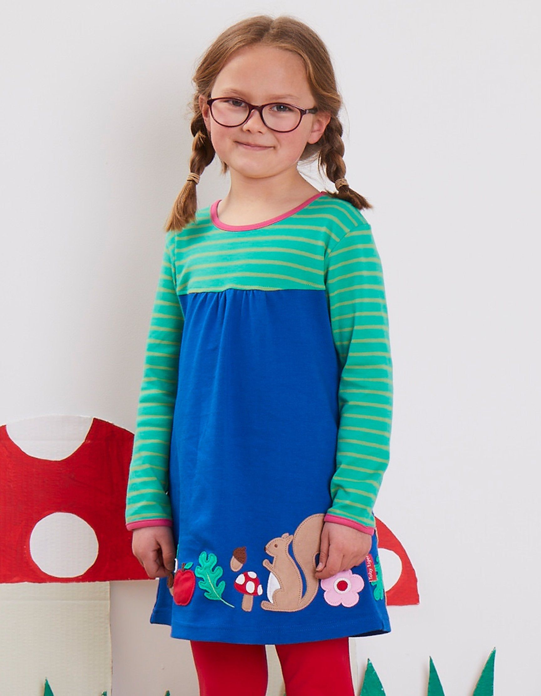 Toby Tiger Kleid mit Wald Applikationen