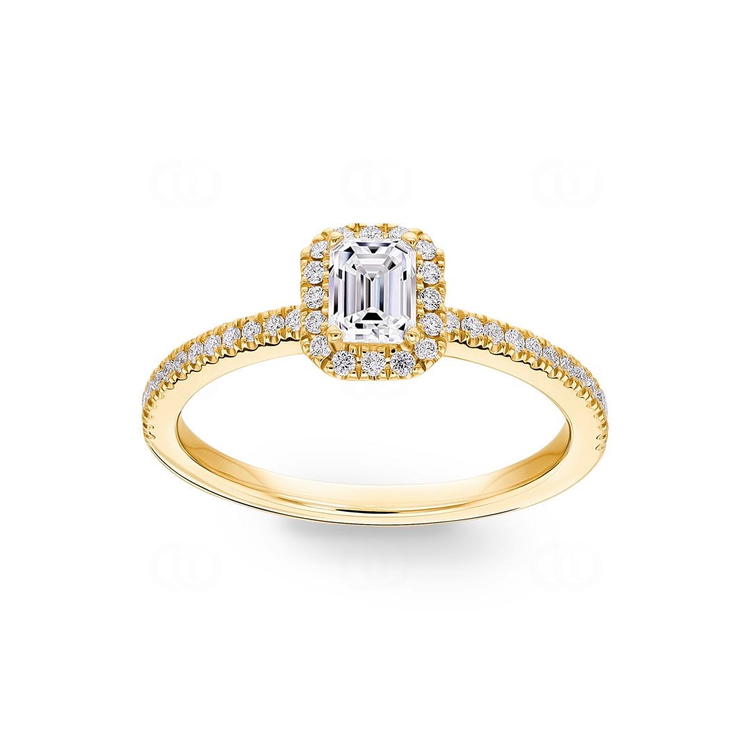 Emerald Halo Diamantring 750/18 K Gelbgold 0.71 ct G/si
