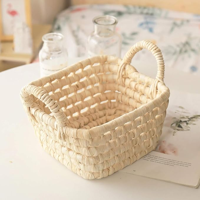 (22x20cm) Maisblatt Aufbewahrungs Korb Hygge Lifestyle Deko Organizer - Braun
