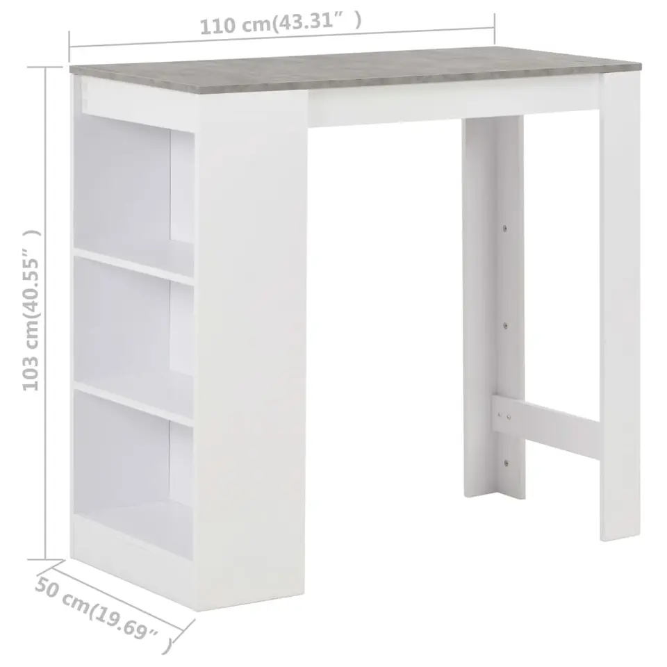 vidaXL - Bartafel - Wit - Bewerkt hout