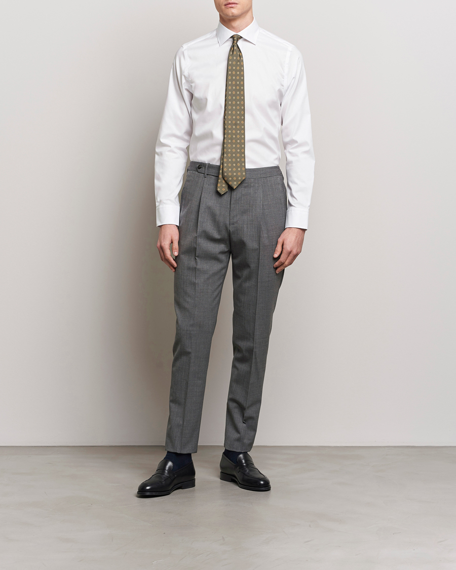 Oscar Jacobson Slim Fit Cut Away Non Iron Twill Optical White