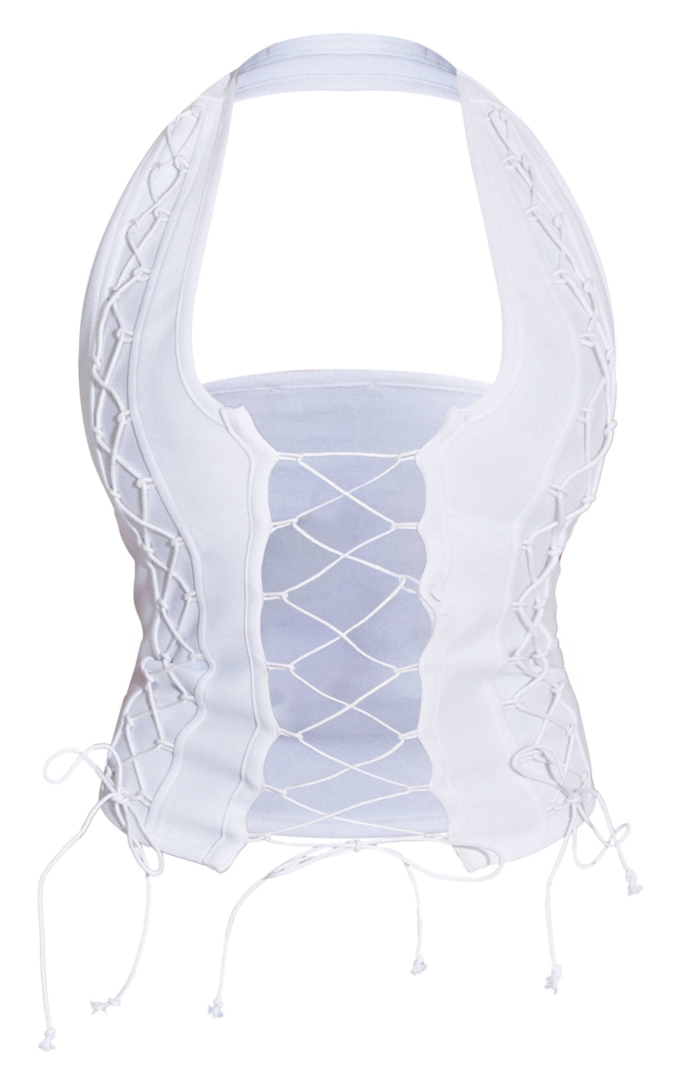 Blanc Top Corset À Laçage Bandage Shape