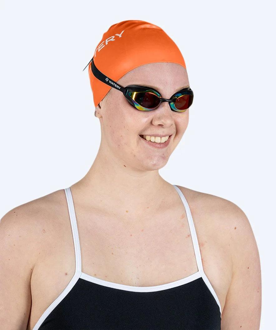 Watery badehætte til langt hår - Signature - Orange