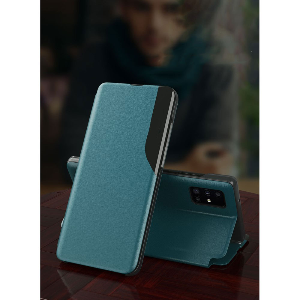 Samsung Galaxy S23 5G Leder Hülle Small Window View Flip Case - Grün