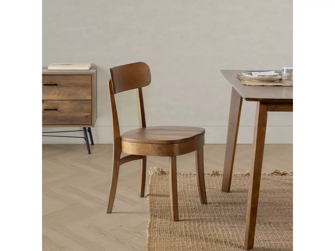 Pack de 2 chaises Nala couleur Noyer, Bois Massif
