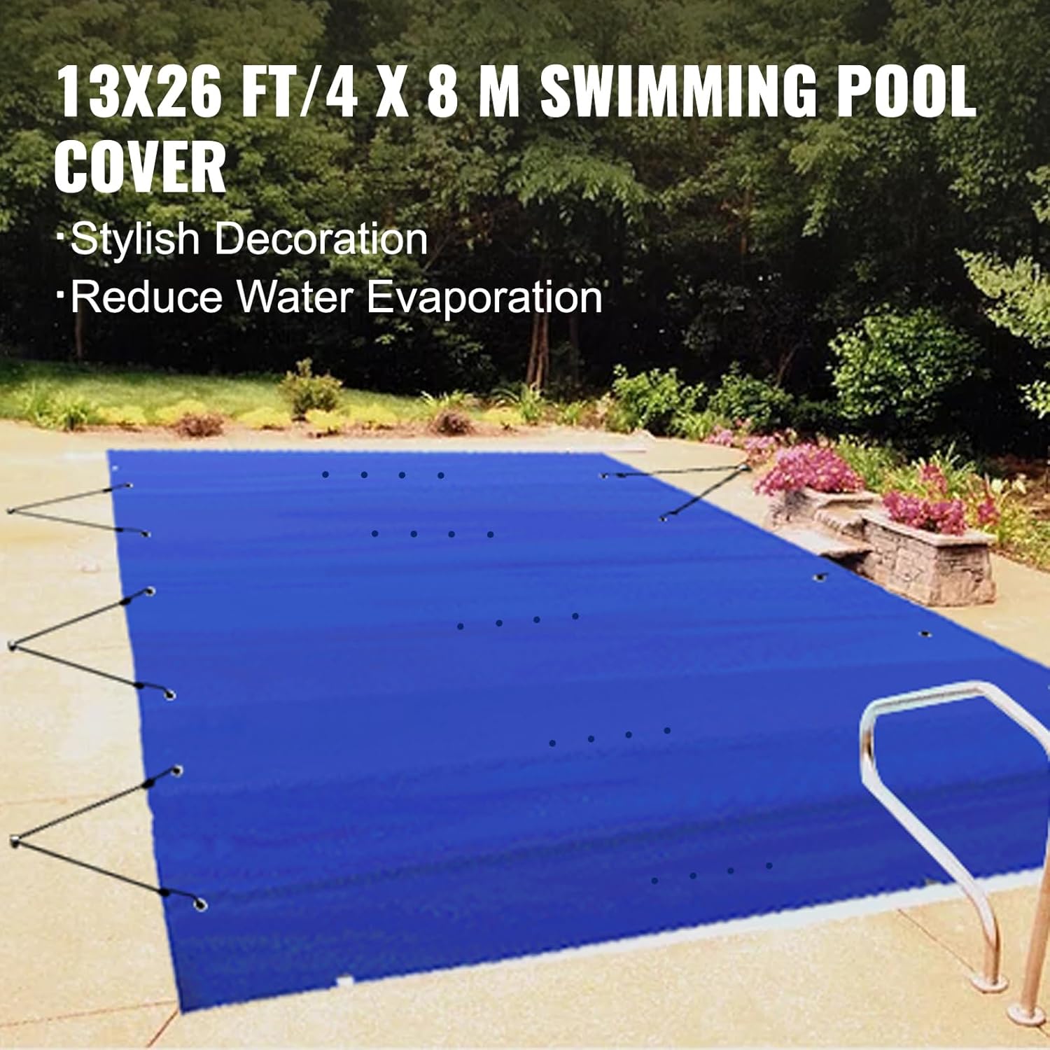 VEVOR Abdeckplane für Pool, Winter, Blau, PVC, 650 – 680 g/m², Solarabdeckung, rechteckig, 4 m x 8 m, engmaschig, für Schwimmbäder im Haus, Garten, Hotel, Ingenieurwesen