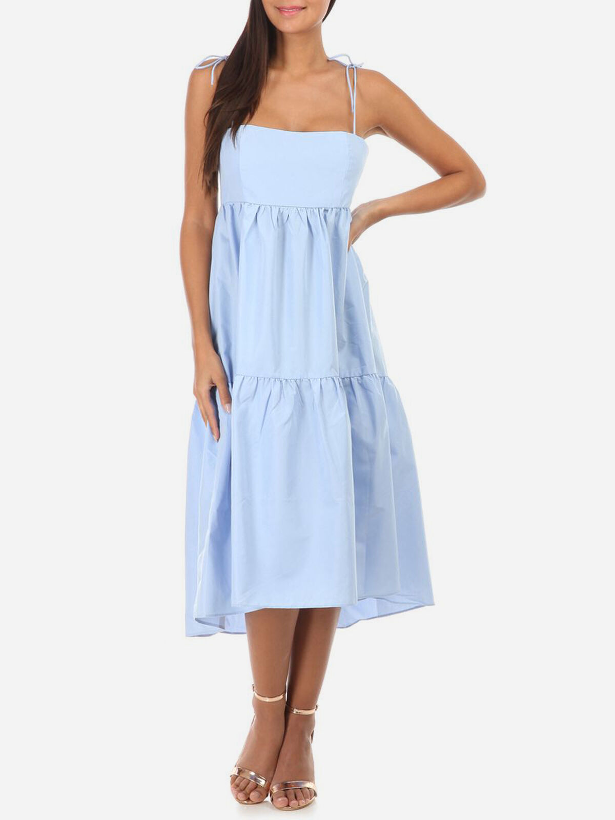 Robe babydoll à fines bretelles- Bleu clair
