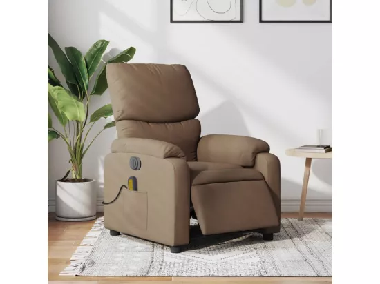 Fauteuil inclinable massant électrique marron tissu