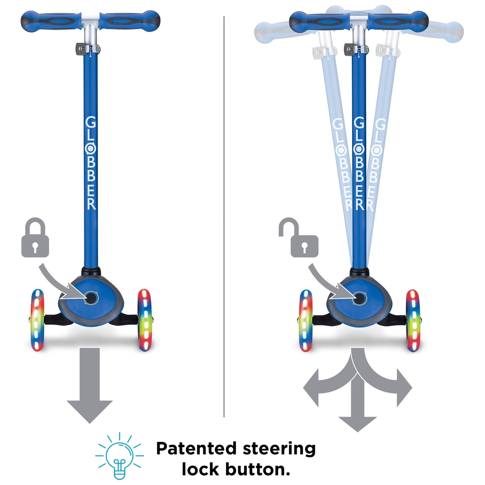 Globber PRIMO PLUS LIGHTS Marineblauer Roller