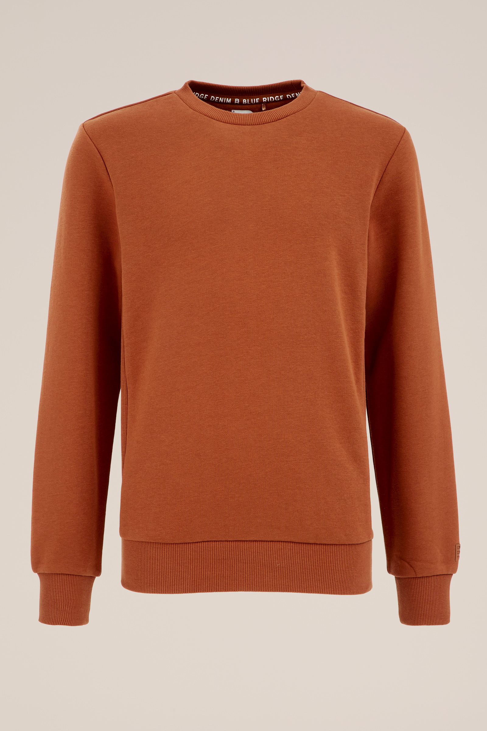 Unisex sweater met geribde details Blue Ridge Kaneelbruin