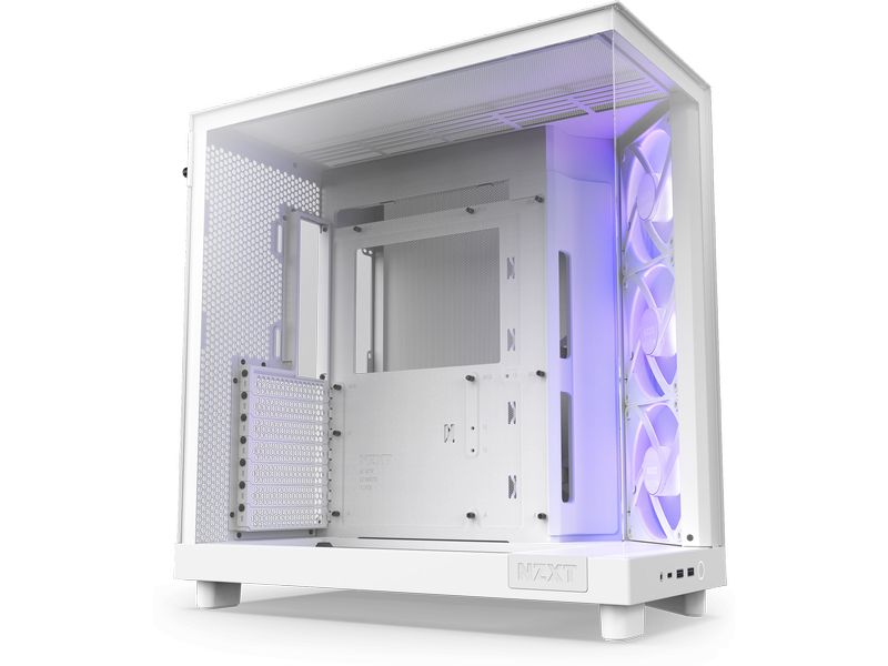 NZXT PC-Gehäuse H6 RGB Flow Weiss Kompaktes Mid-Tower-Gehäuse mit hohem Luftstrom und RGB Lüftern
