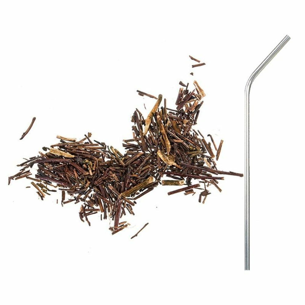 Sachet de thé bio japonais kukicha 80 g + 4 pailles inox
