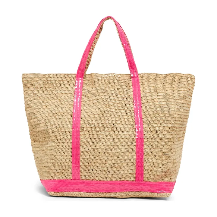 Vanessa Bruno Cabas Large Raphia et Sequins | Rose fluo
