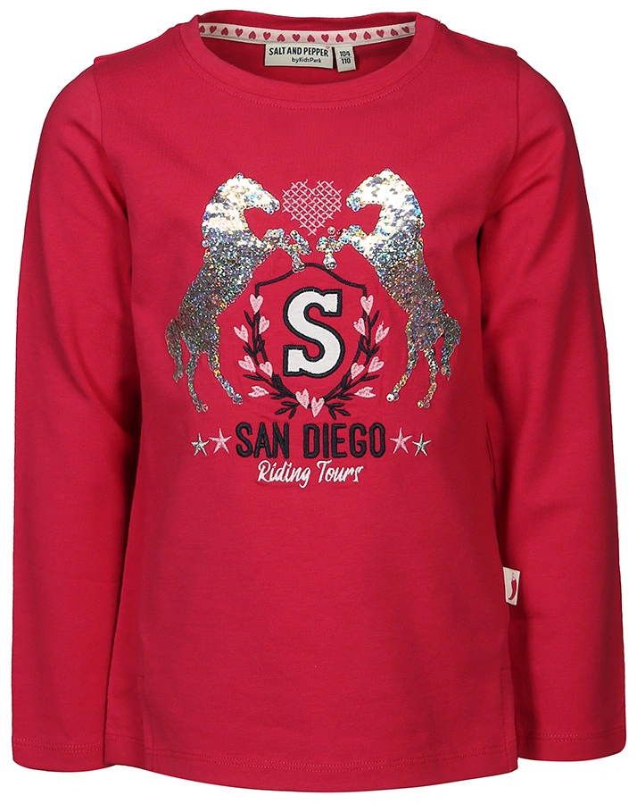 Langarmshirt SAN DIEGO mit Wendepailletten in raspberry pink