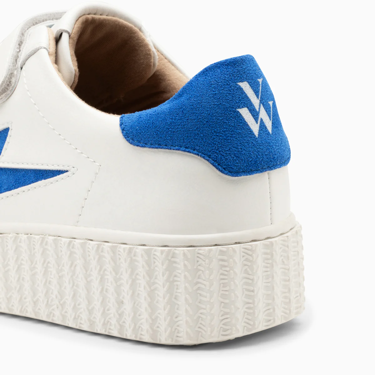 Sneakers-Baskets éclair Vicky blanc et bleu à scratchs