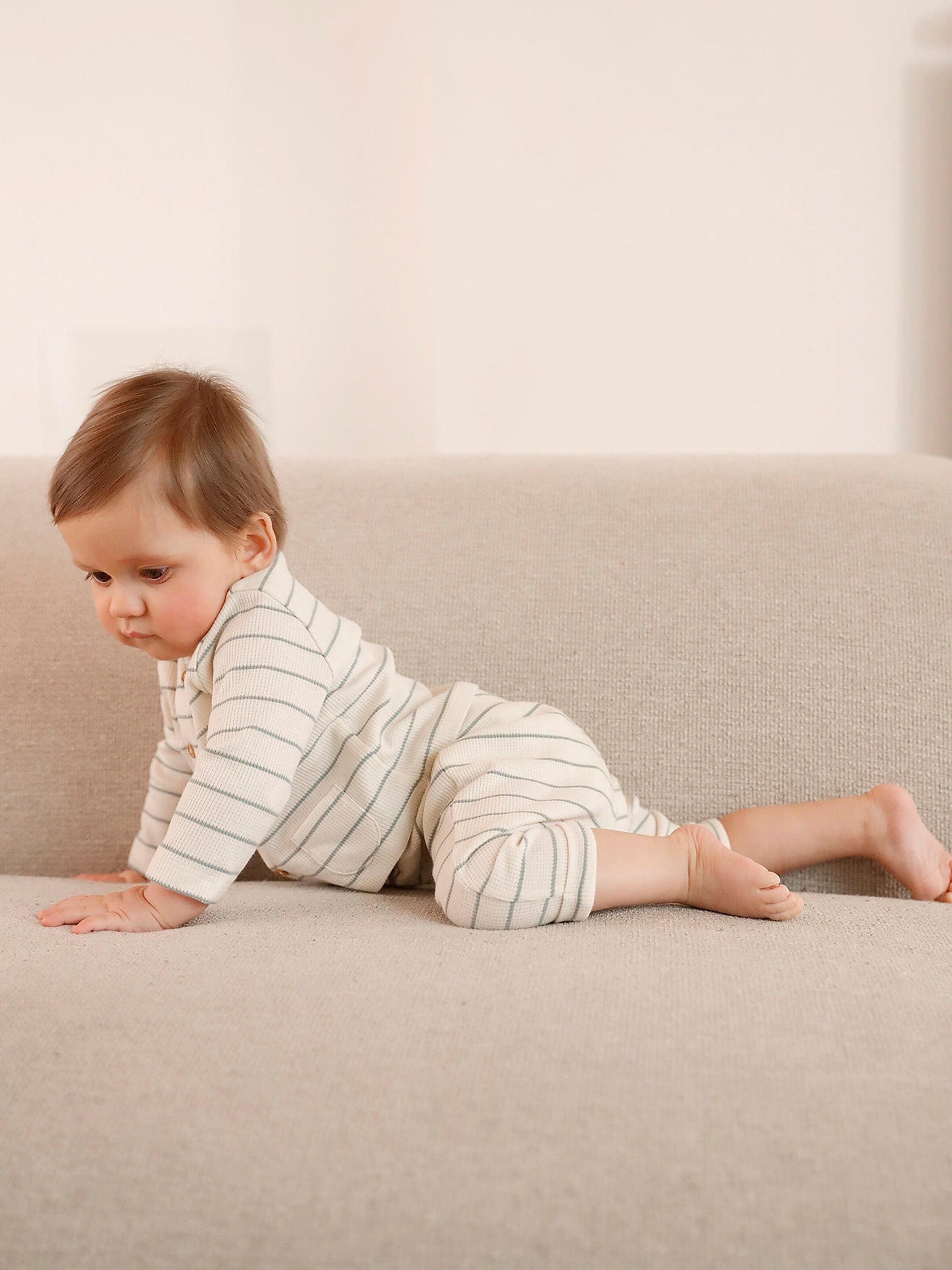 Vertbaudet Bio-Kollektion: Baby-Set aus Jacke und Hose für Neugeborene wollweiß