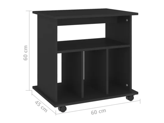 Armoire à roulettes Noir 60x45x60 cm Bois d’ingénierie