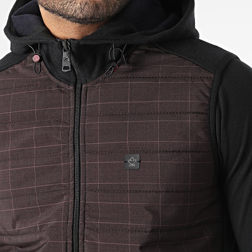 Veste Zippée Capuche Sans Manches Marron Noir