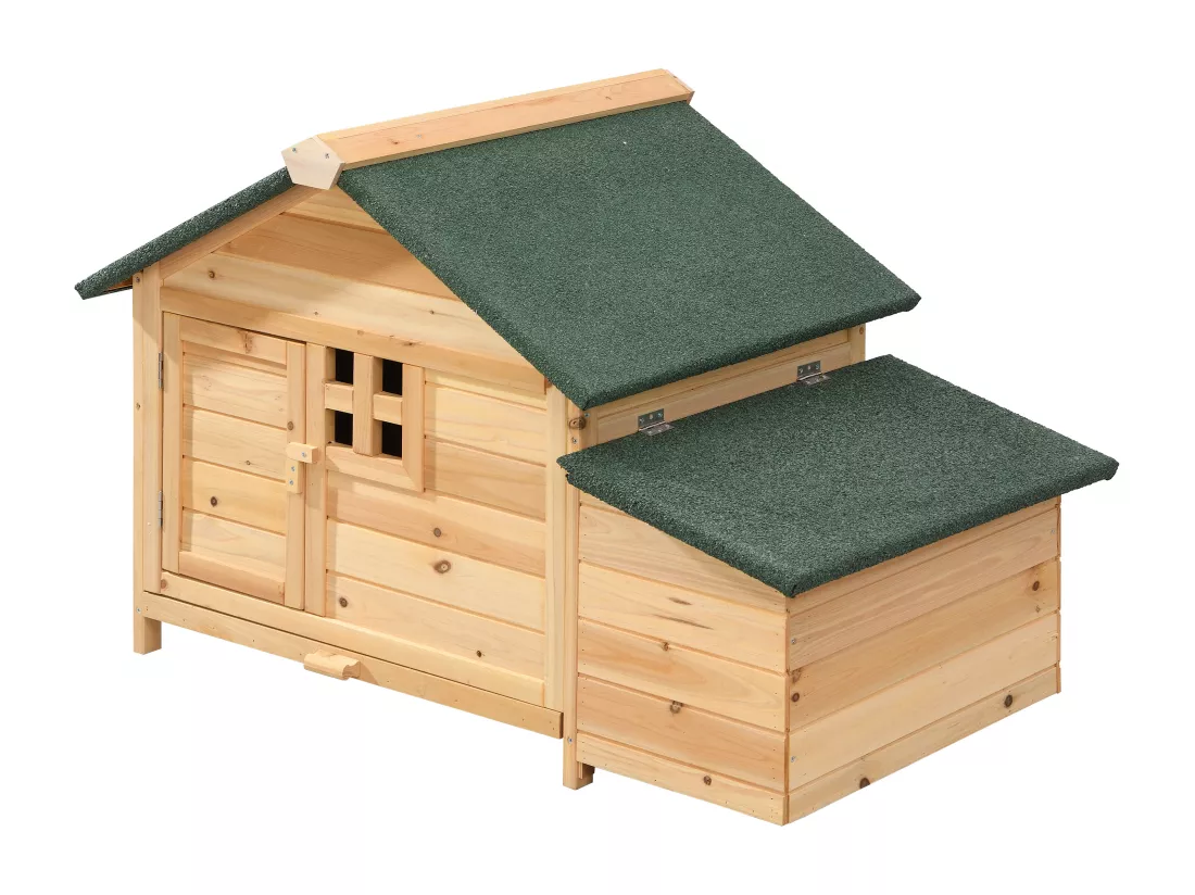 Poulailler en bois avec pondoir - 2 poules - L. 106 x P. 64 x H.71 cm - Naturel- ANSER