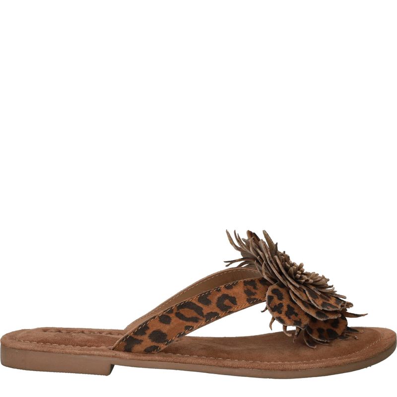 Lazamani Nomi Flower Slippers Bruin Dames