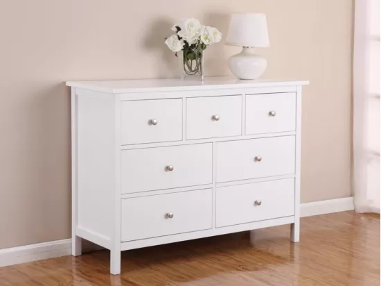 Commode ALBANE - 7 tiroirs - Pin blanc