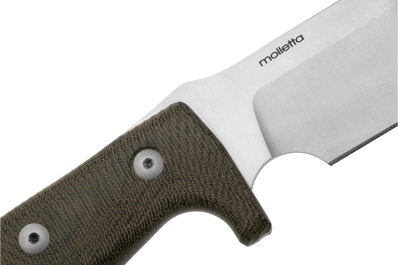 LionSteel M7 CVG Satin, Green Canvas Micarta vaststaand mes, Molletta design