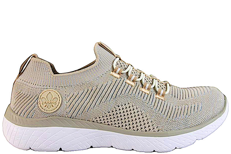 RIEKER SKO I BEIGE MESH MED GLIMMER
