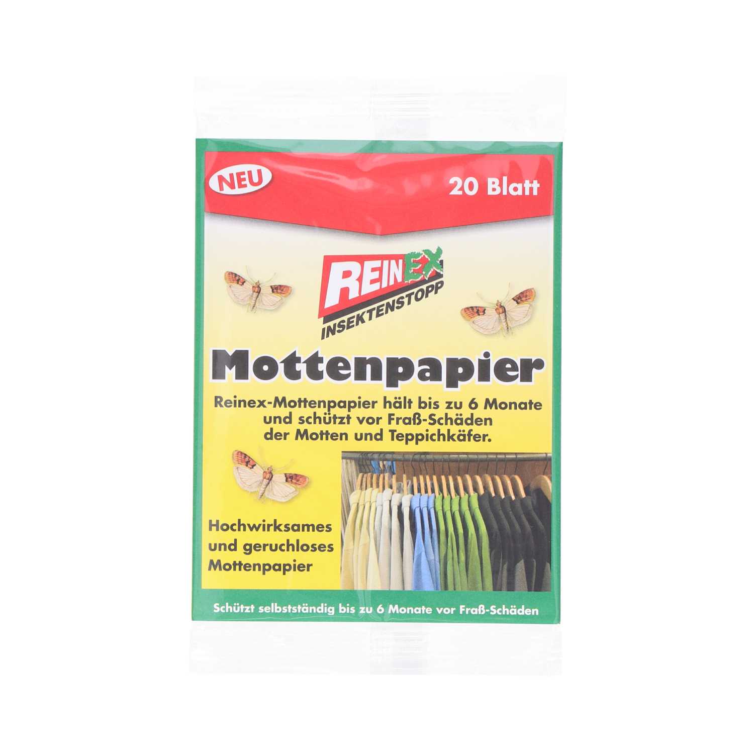 Reine.Mottenpapier 20Blatt, ganzjährig