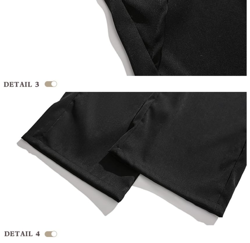 purplelouve - Mid Rise Plain Asymmetrische Pantalon met Wijde Pijpen