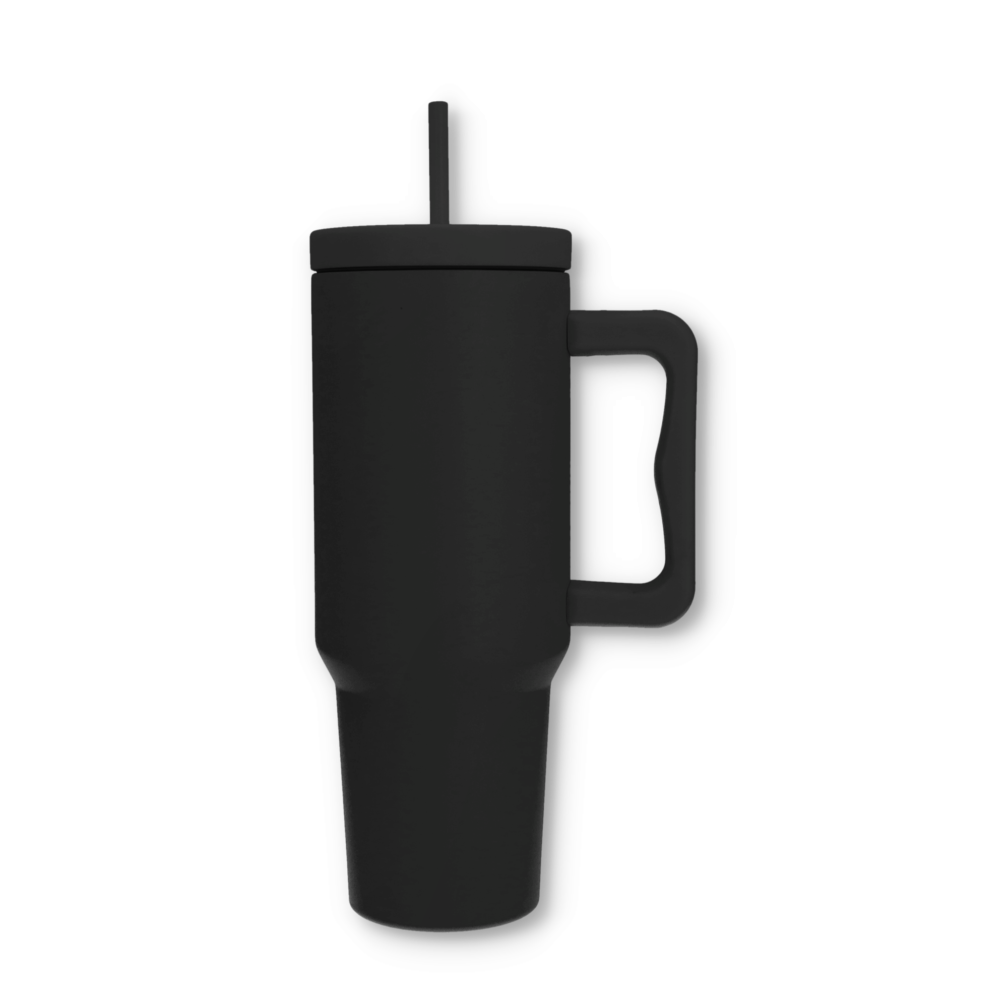 (1L) Edelstahl Thermo Kaffee Becher Doppelwandiger Trinkbecher Thermoskanne mit Deckel   Strohhalm - Schwarz