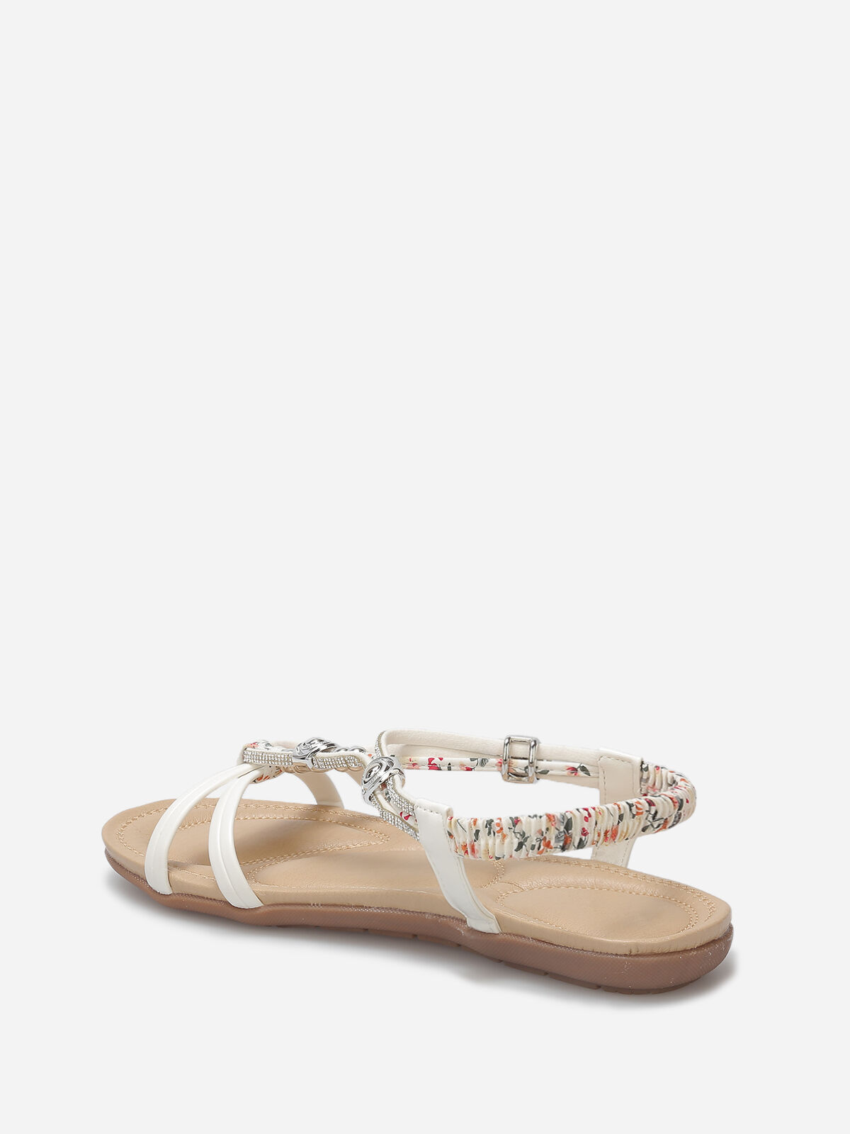 Nu-pieds à perles et strass grandes tailles- Blanc