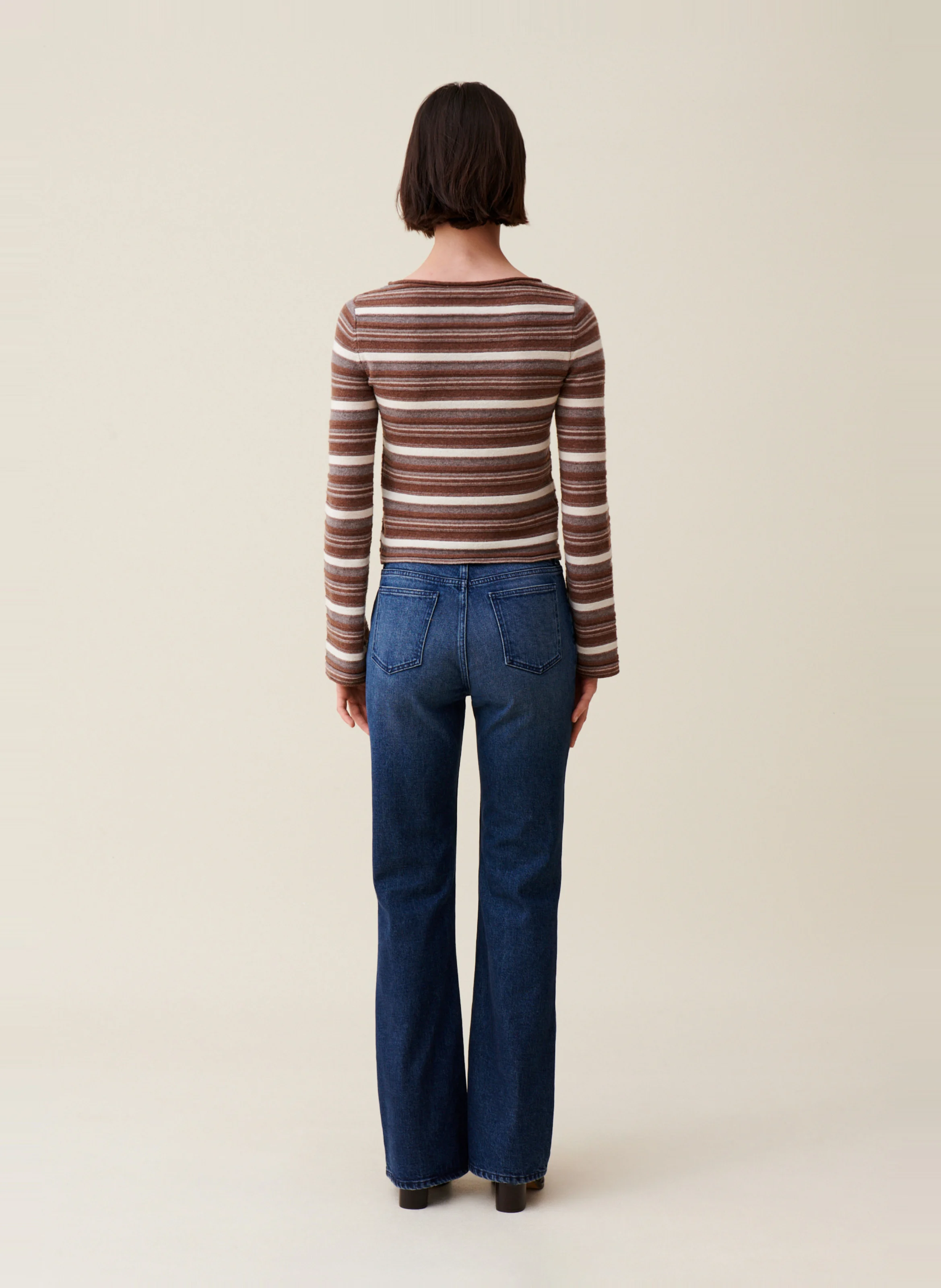 Pull rayé manches évasées en laine | Multicolore