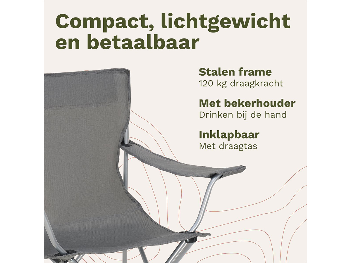 TRVLMORE Basic Grey vouwstoel - Set van 2