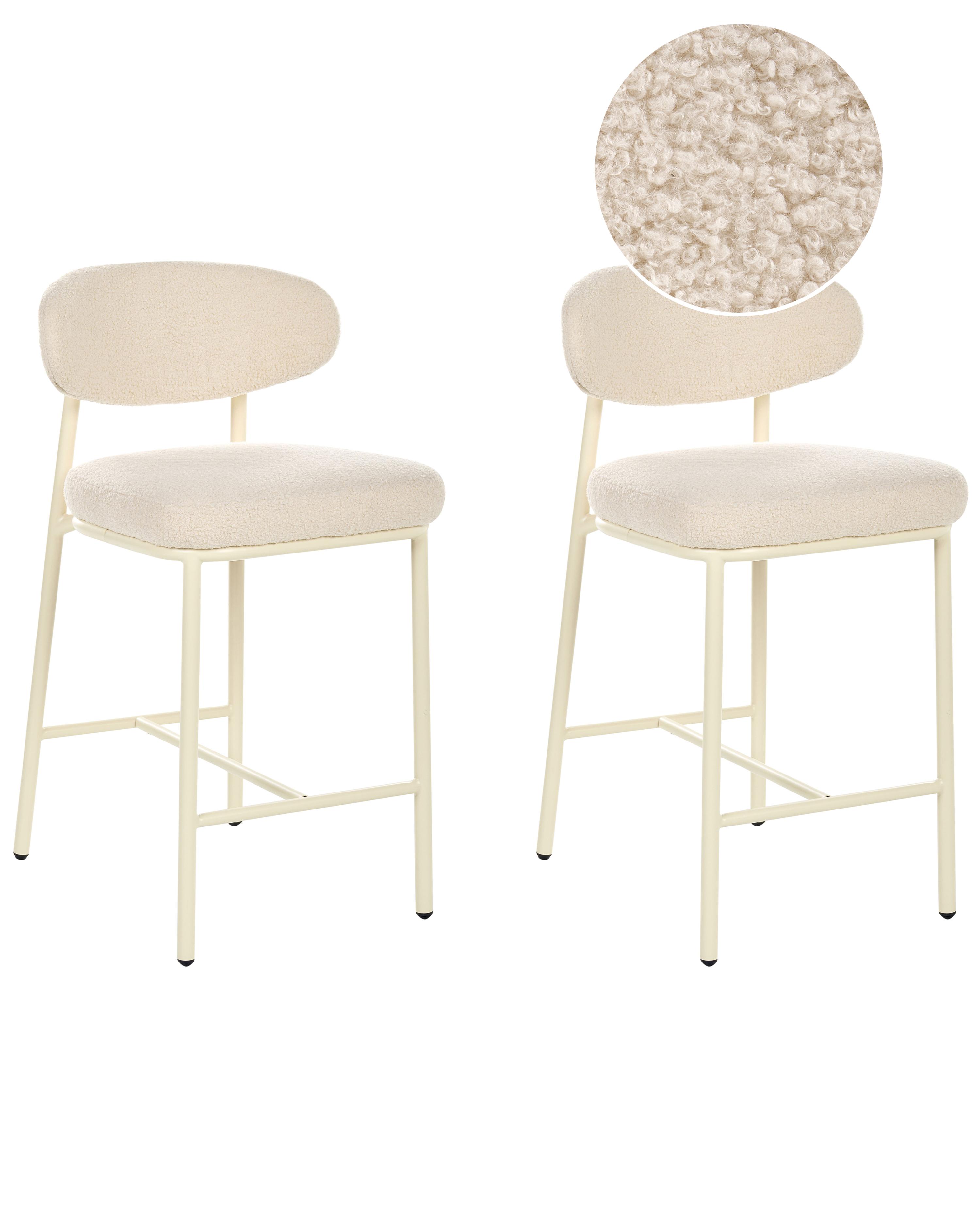 Set van 2 barstoelen UNITY Bouclé Lichtbeige