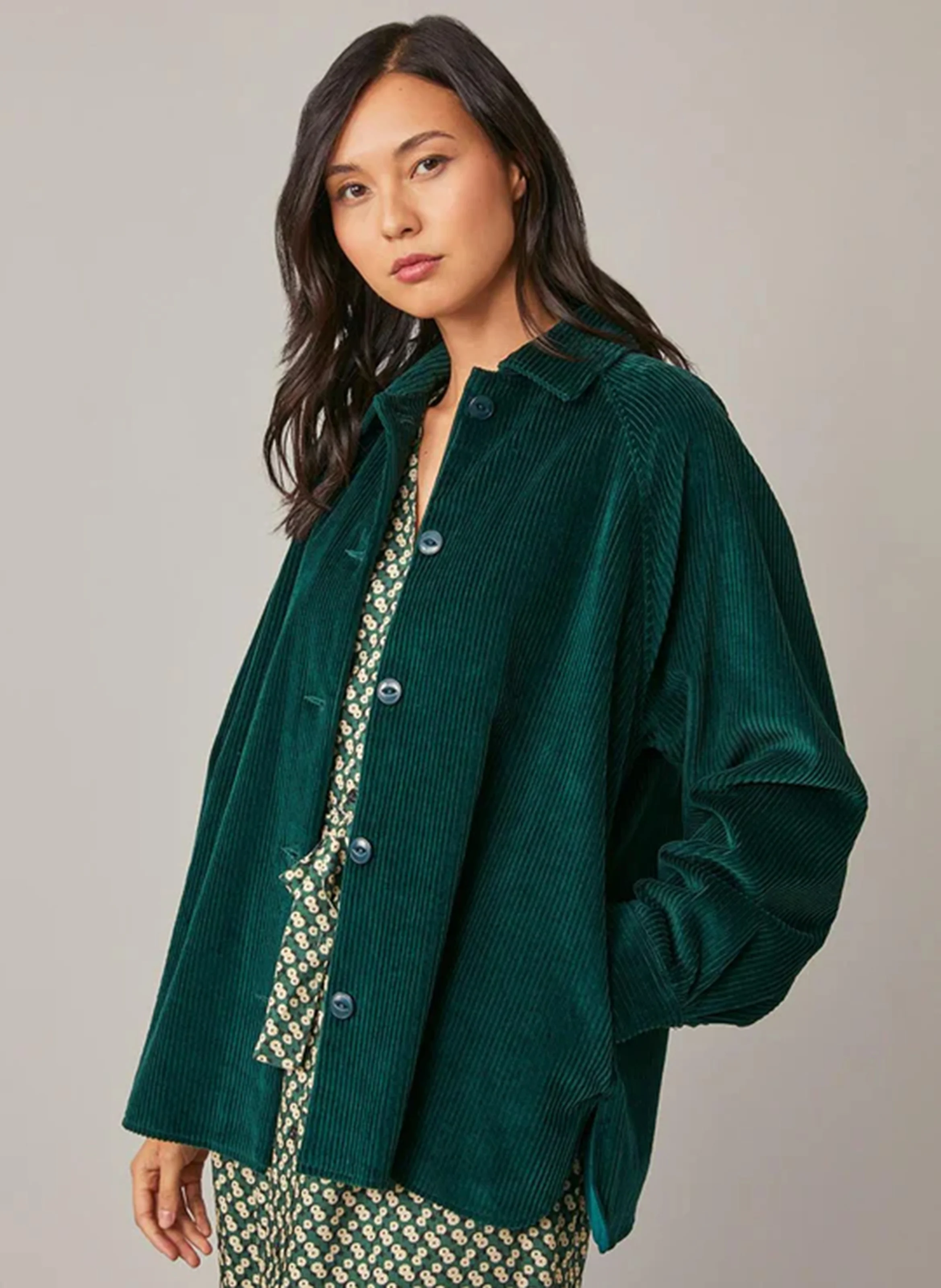 FRANCESCA - Veste col classique en coton | Vert