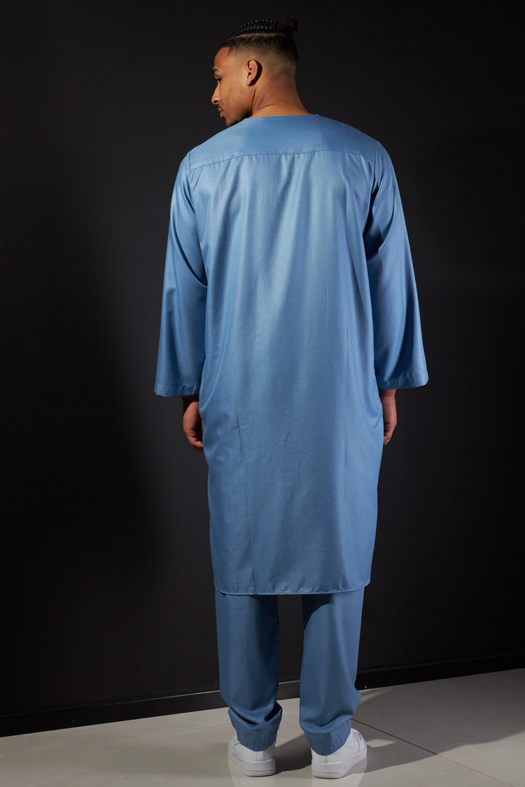 Ensemble 2 pièces qamis + pantalon bleu clair