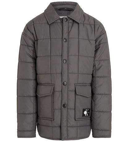 Calvin Klein Termojakke - Quilted Badge - M?rkegr?