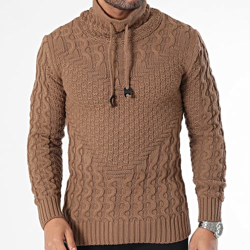 Pull Col Montant Marron