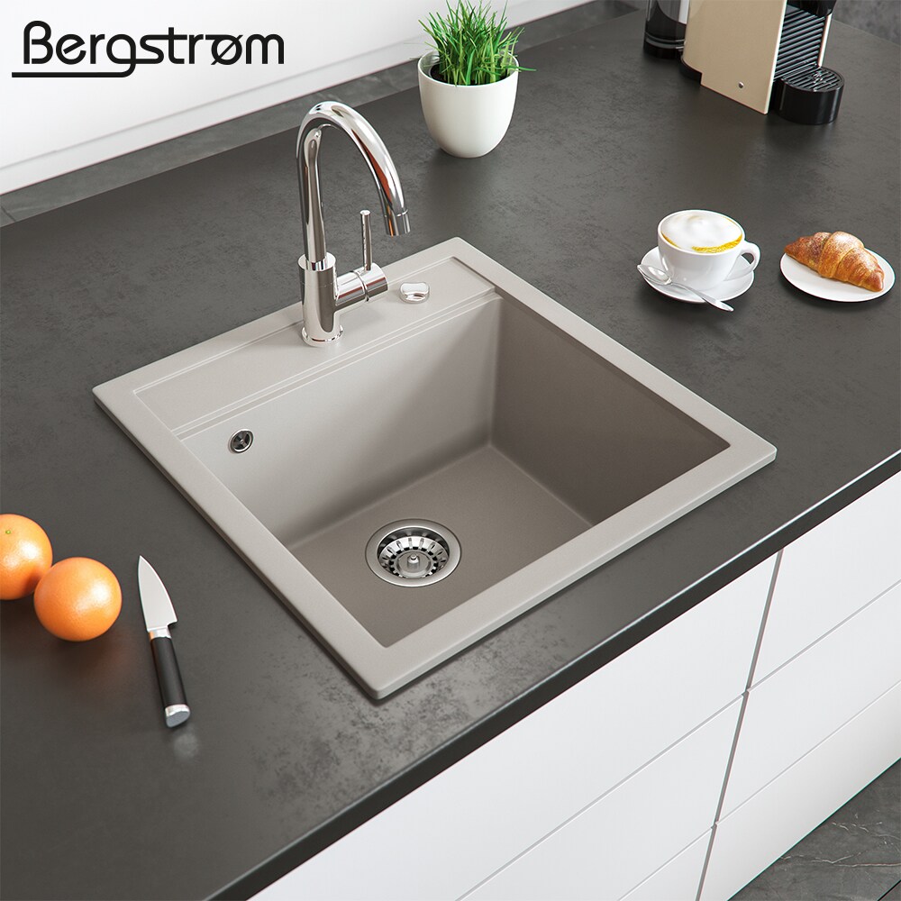 Bergström Granit Spüle Küchenspüle Einbauspüle Spülbecken 490x500mm Beige