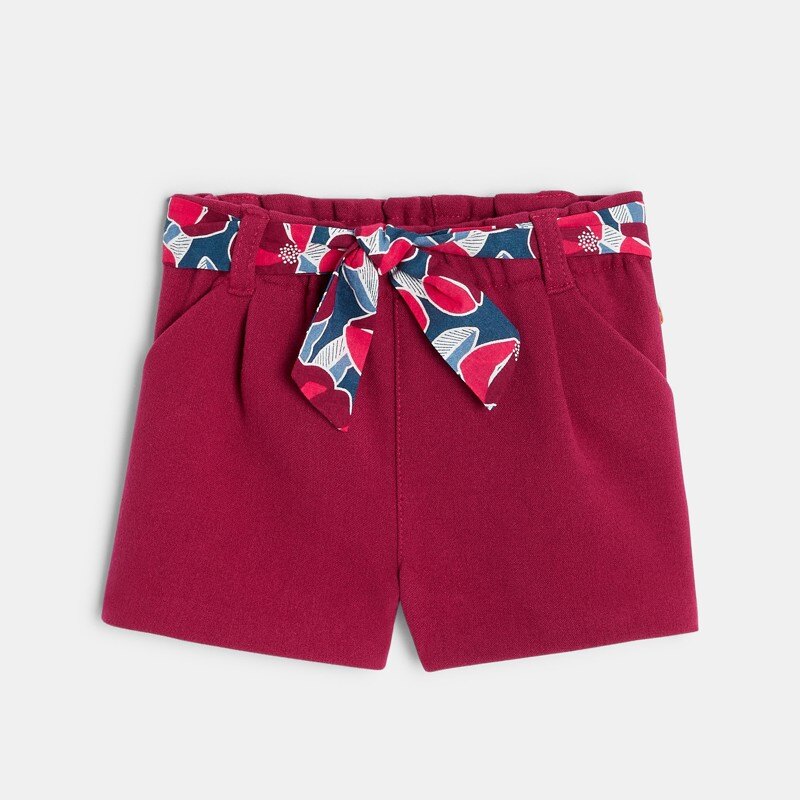 Short chaud ceinture fleurie rose bébé fille Rose