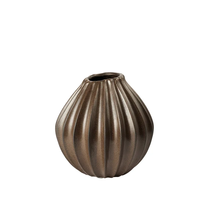 Broste Copenhagen - Wide Vase, Ø 25 x H 25 cm, antique brown