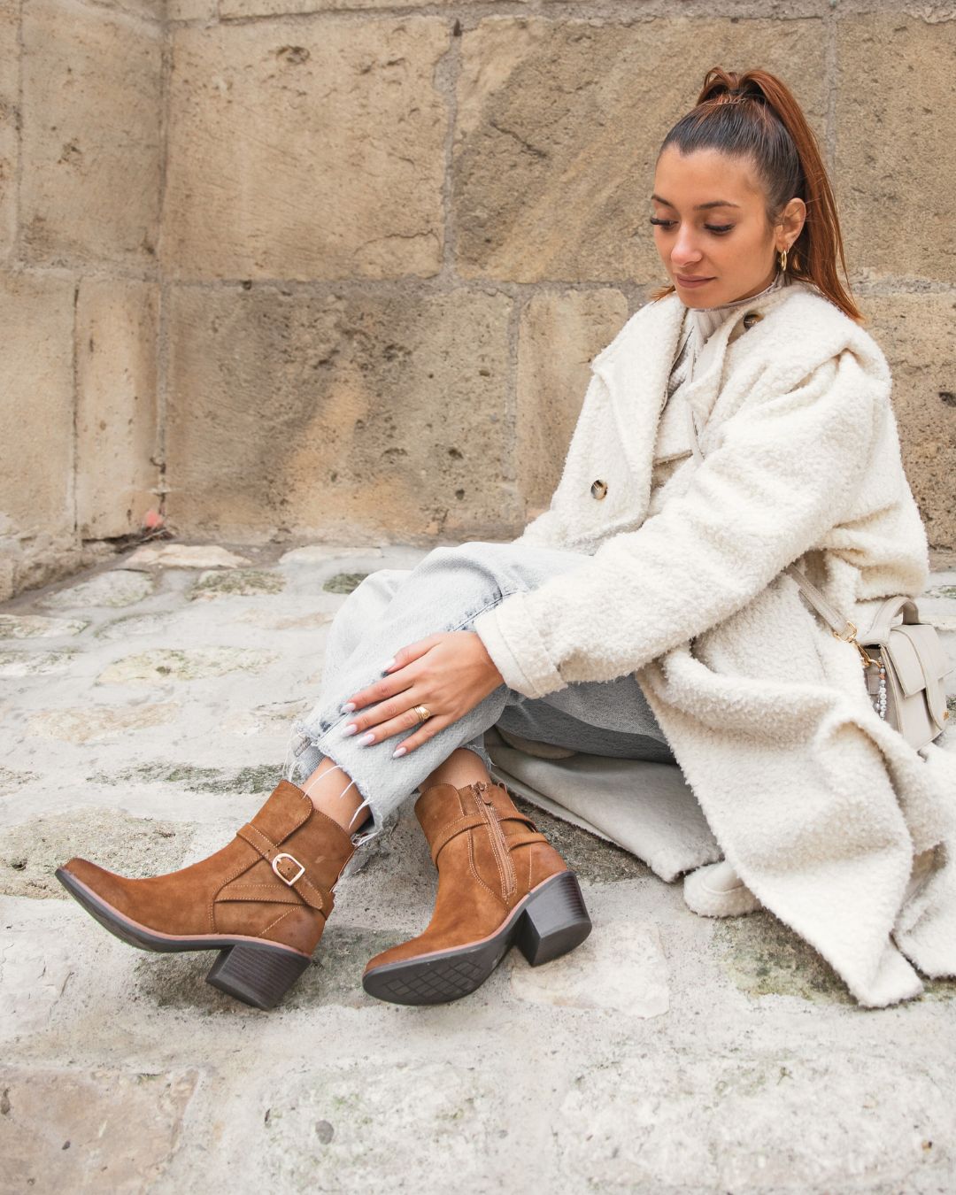 Bottines femme camel à bout pointu - Léontine