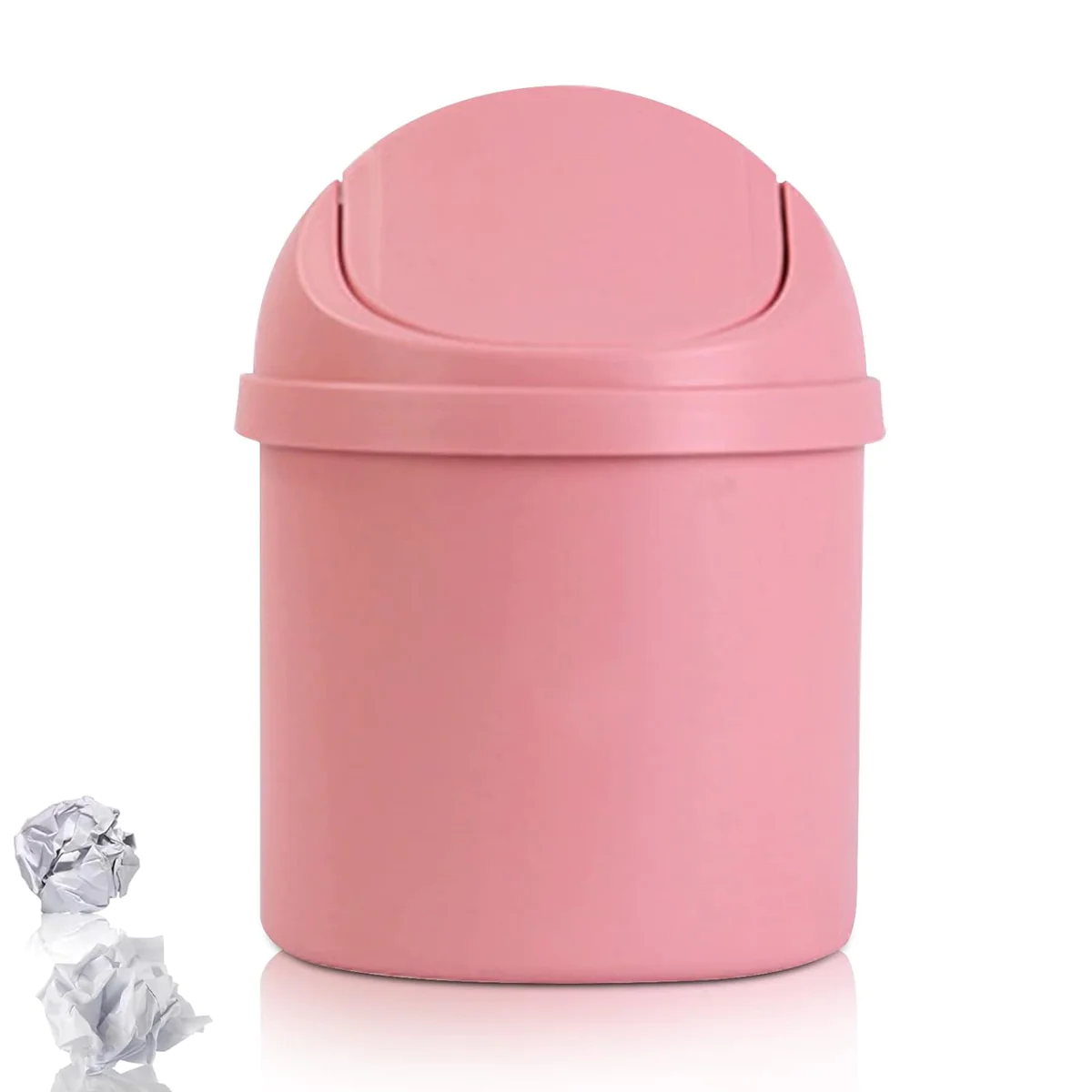 Mini Poubelle en Plastique avec couvercle rose Vendos85