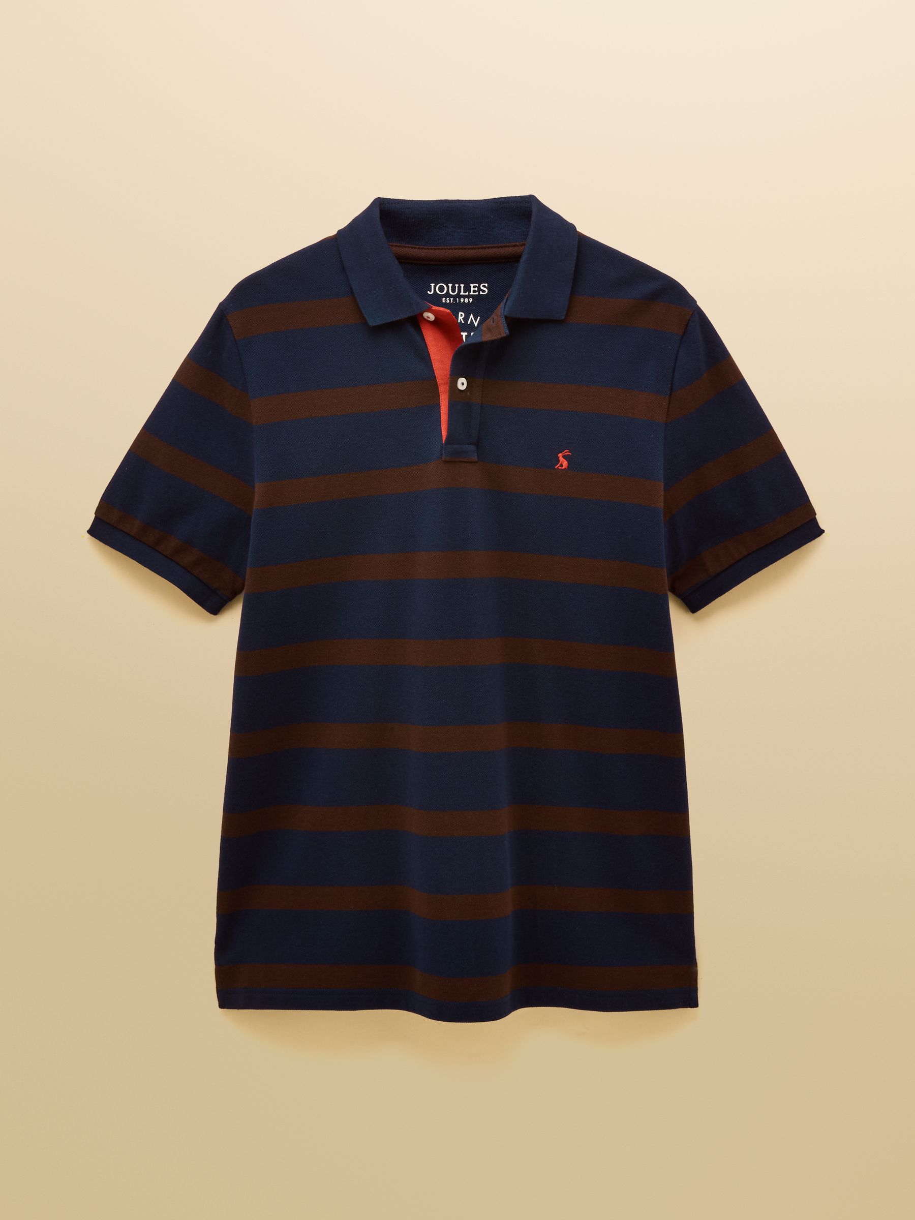 Bruin en navy - Joules Woody pigué poloshirt van katoen