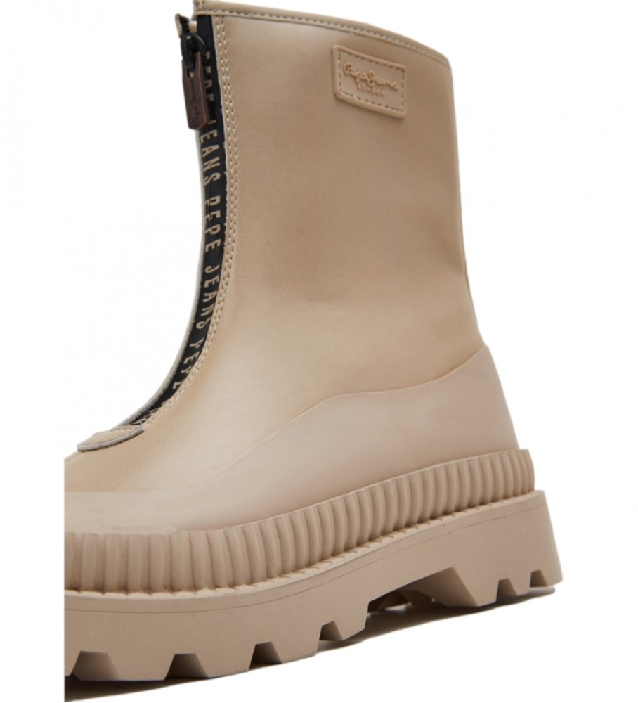 Botas de cano curto Pepe Jeans com zíper de borracha na cor bege.